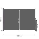 Kihúzható árnyékoló fal, belátásgátló 250X160CM, anracit szürke