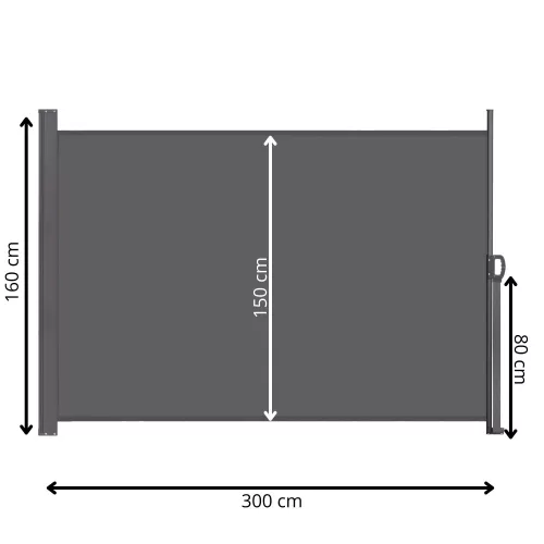 Kihúzható árnyékoló fal, belátásgátló 300X160CM, antracit szürke