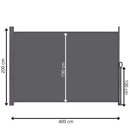 Kihúzható árnyékoló fal, belátásgátló 400X200CM, antracit szürke