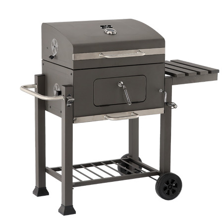 FASZENES KERTI GRILL FEDŐVEL, ÖNTÖTTVAS RÁCSSAL 114,5 x 60 x 108 CM