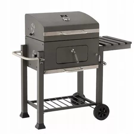 FASZENES KERTI GRILL FEDŐVEL, ÖNTÖTTVAS RÁCSSAL 114,5 x 60 x 108 CM