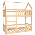 Házikó emeletes ágy natúr (160x80cm 2x )