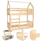 Házikó emeletes ágy natúr (160x80cm 2x )