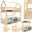 Házikó emeletes ágy natúr (160x80cm 2x )