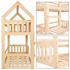 Házikó emeletes ágy natúr (160x80cm 2x )