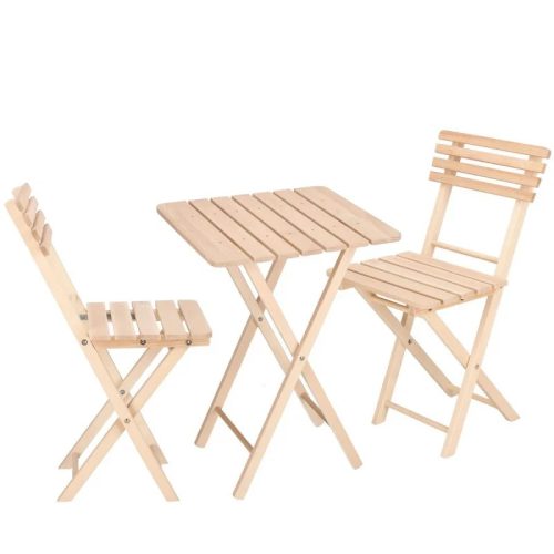 Összecsukható fa kerti bútor garnitúra, összecsukható asztal székekkel