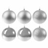 Karácsonyi gömb készlet, karácsonyfadísz, 6 db, ezüst