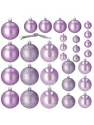 30 db-os karácsonyi gömbszett, 4, 5, 6 cm-es, lila