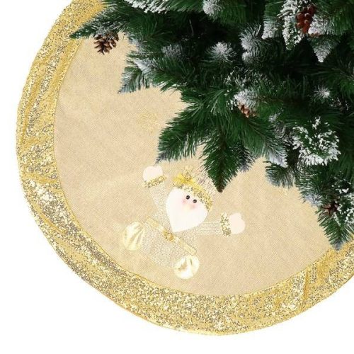 Karácsonyfa szőnyeg, 106 cm, arany, Mikulás mintával