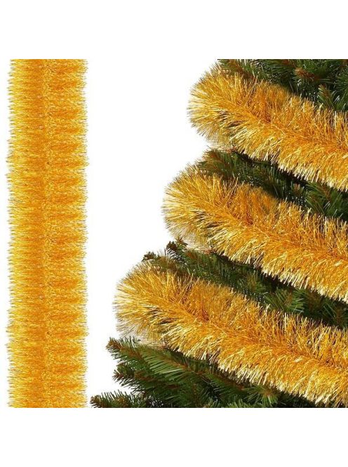 Arany színű karácsonyfa girland, 6m, 10 cm átmérő