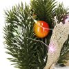 Dekoratív, feldiszített mini műkarácsonyfa, 17 cm-es, zöld