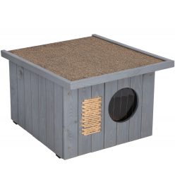   Szürke fából készült macska vagy kutya kennel 58x49,5 cm, szigetelt