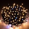 Karácsonyi égősor - 300 LED, meleg fehér, kék vaku, 24 m, karácsonyi fények IP44