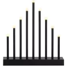 9 LED-es dekoratív adventi gyertyatartó, fekete, meleg fehér