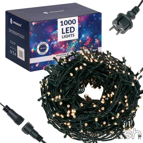 Karácsonyi égősor 1000 led, 60m, IP44, meleg fehér