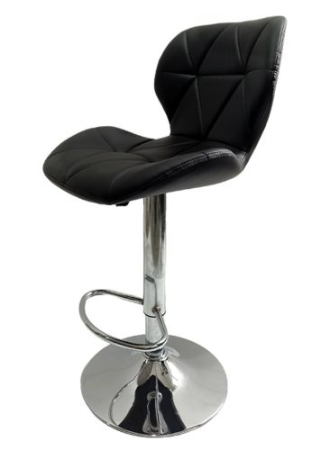 Fekete háttámaszos bárszék, króm lábbal