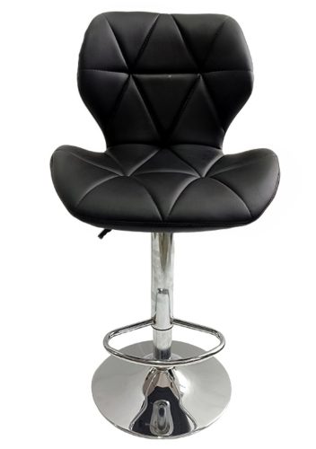 Fekete háttámaszos bárszék, króm lábbal