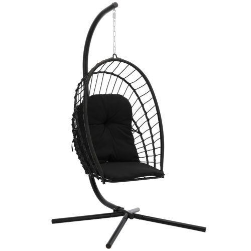 Összecsukható függőfotel állvánnyal FEKETE