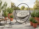 Patio Függő Fotel – Világos Bézs Párna, Szürke Keret 115,5×140×167,5 cm