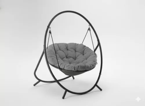 Patio Függő Fotel – Sötétszürke Párna, Szürke Keret 115,5×140×167,5 cm