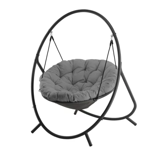 Patio Függő Fotel – Sötétszürke Párna, Szürke Keret 115,5×140×167,5 cm