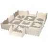 Állatos puzzle szőnyeg gyerekeknek, 120x120 cm, krém, szürke