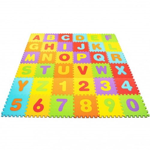 Ábécés, számos puzzle szőnyeg gyerekeknek, 172x172 cm, többszínű