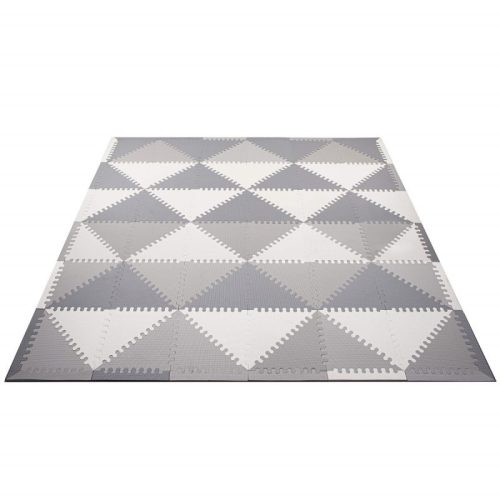 Háromszögű puzzle gyerek szőnyeg, EVA edzőszőnyeg, 186x186 cm, fehér, szürke, grafit