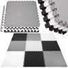 Puzzle gyerekszőnyeg, jógaszőnyeg, 179x179 cm, szürke, fekete, fehér
