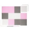 Puzzle gyerekszőnyeg, játszószőnyeg, 118x90 cm, szürke, fehér, rózsaszín