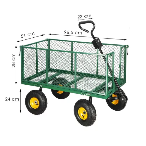 Kerti kézikocsi, 400 kg teherbírás, zöld