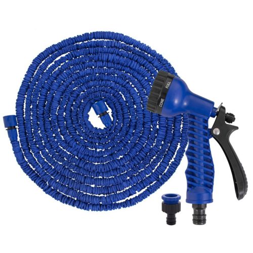 Flexibilis öntöző szett, 10m-30m-es kerti tömlő, pisztollyal, kék