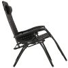 Állítható zéró gravitáció kerti szék, fekete, fejtámlával
