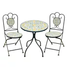 Fém Kerti Bútorkészlet Mozaik „LEMONIA" Asztal + 2 Szék