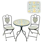 Fém Kerti Bútorkészlet Mozaik „LEMONIA" Asztal + 2 Szék