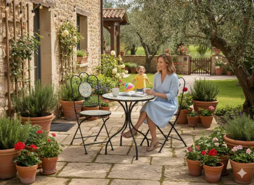 Fém Kerti Bútorkészlet Mozaik „LEMONIA" Asztal + 2 Szék