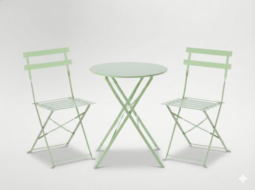 Kerti Bútorkészlet Zöld (Kerek Asztal + 2 Szék)