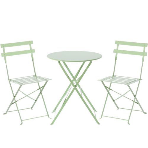 Kerti Bútorkészlet Zöld (Kerek Asztal + 2 Szék)