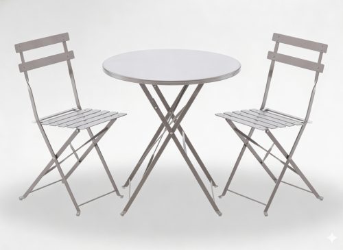 Kerti Bútorkészlet Szürke (Kerek Asztal + 2 Szék)
