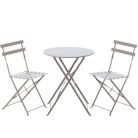 Kerti Bútorkészlet Szürke (Kerek Asztal + 2 Szék)