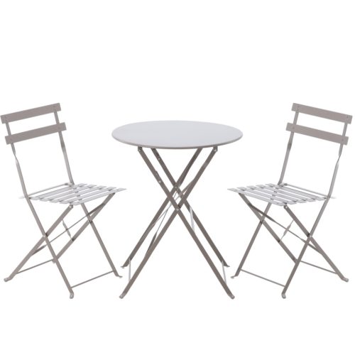 Kerti Bútorkészlet Szürke (Kerek Asztal + 2 Szék)