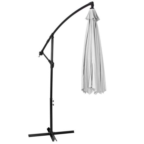 Kerti napernyő, vízálló, dönthető, 300 cm - világos-szürke