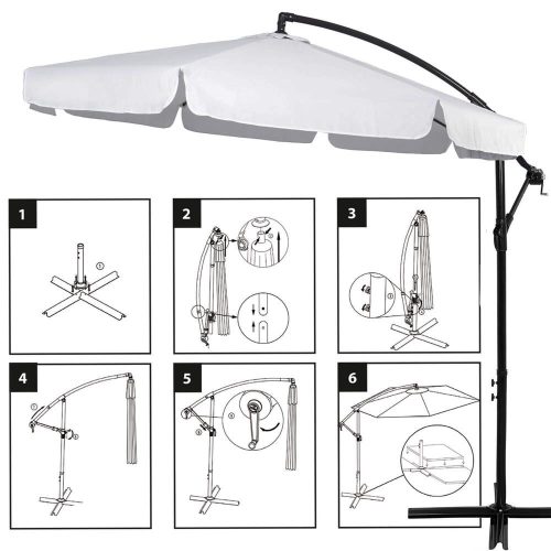 Kerti napernyő, vízálló, dönthető, 300 cm - világos-szürke