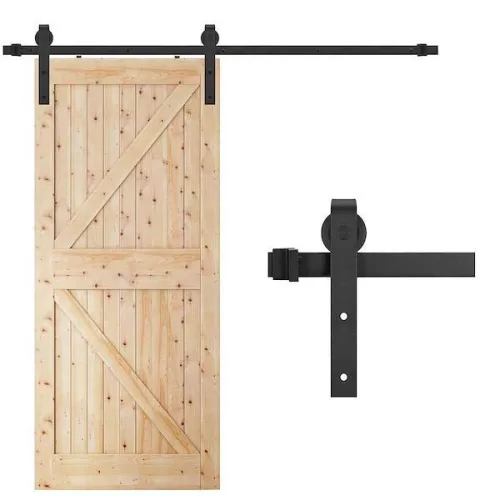 Tolóajtó vasalat rendszer, pajtaajtóhoz acél, fekete, 183cm hosszú (max 100kg)