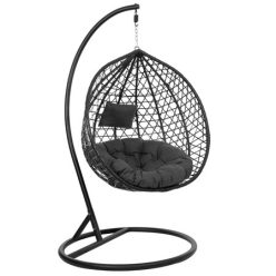 Rattan függőkosár, párnákkal, állvánnyal