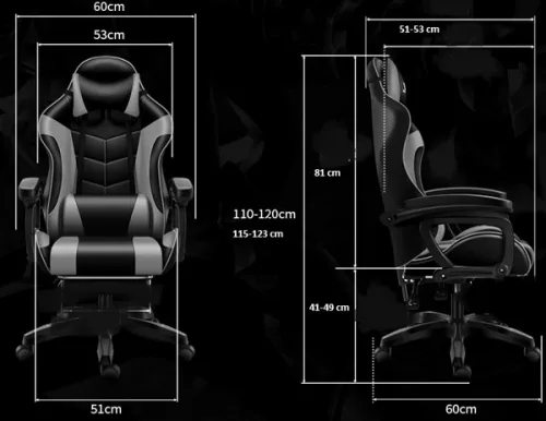 Gamer szék, forgószék masszázs funkcióval, fekete-szürke