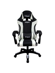   Gamer szék, forgószék masszázs funkcióval, fekete-fehér