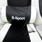 Gamer szék, forgószék masszázs funkcióval, fekete-fehér