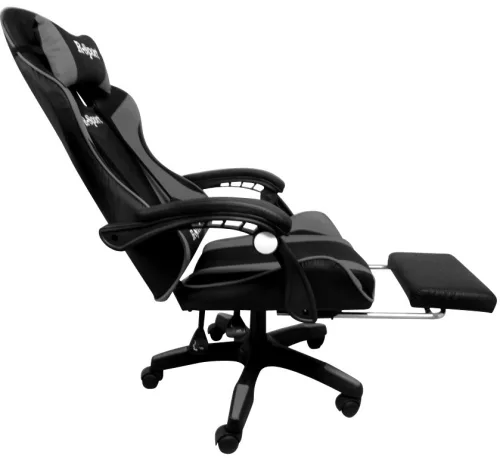 Gamer szék, forgószék masszázs funkcióval, lábtartóval, fekete-szürke