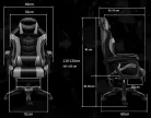 Gamer szék, forgószék masszázs funkcióval, lábtartóval, fekete-szürke